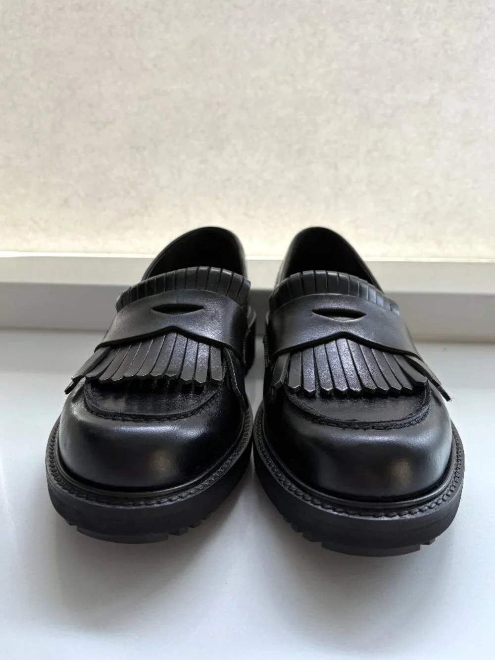 Ecco Metropole Oslo Penny Loafers Leather Kiltie Brogue Slip On Black Size 36